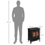 HOMCOM Freestanding Electric Fireplace with LED Flame Effect, Black
